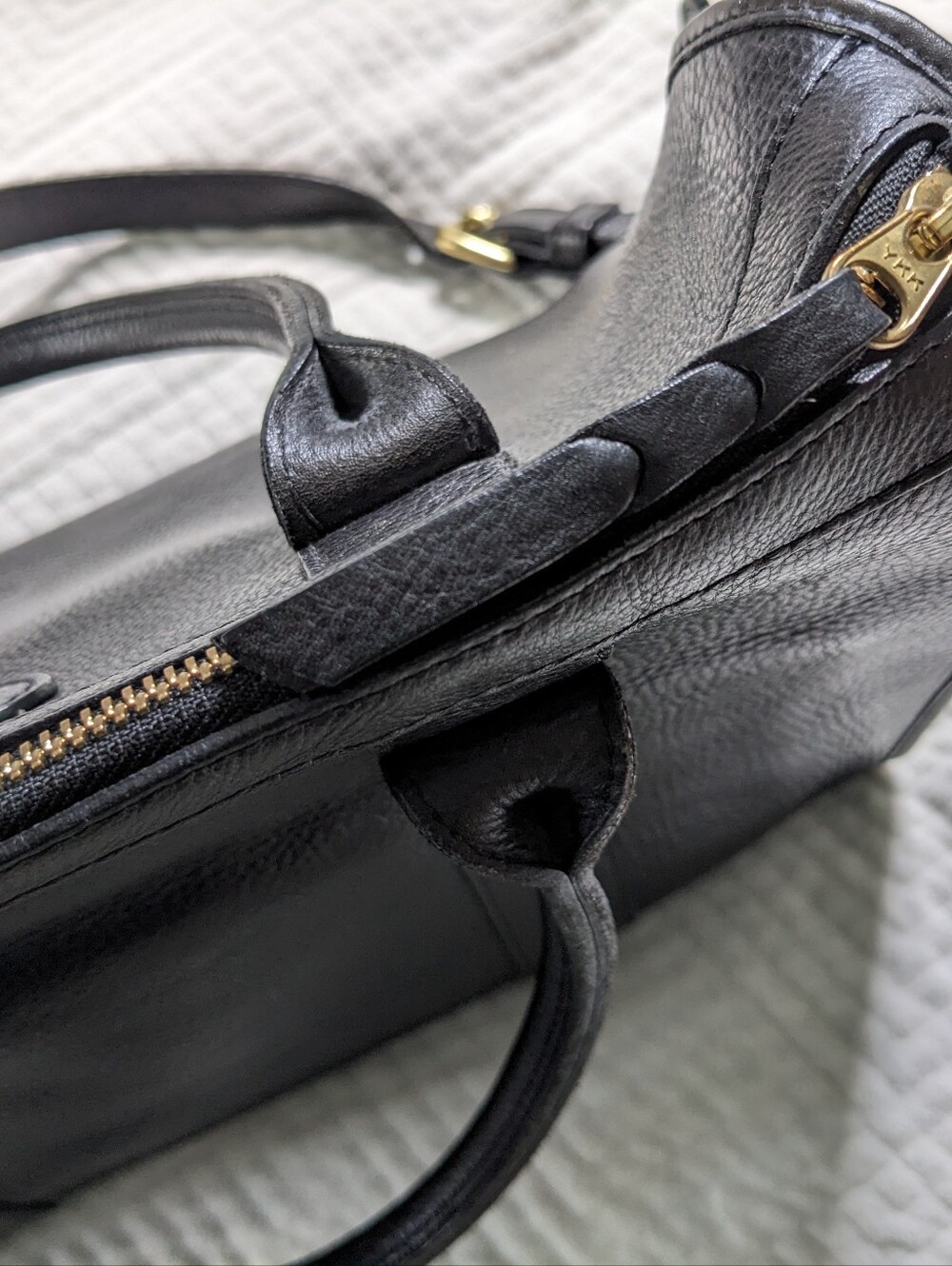 Lotuff Black Satchel Medium Leather Tote w/ Strap Customized JSG See Pictures - Picture 12 of 16